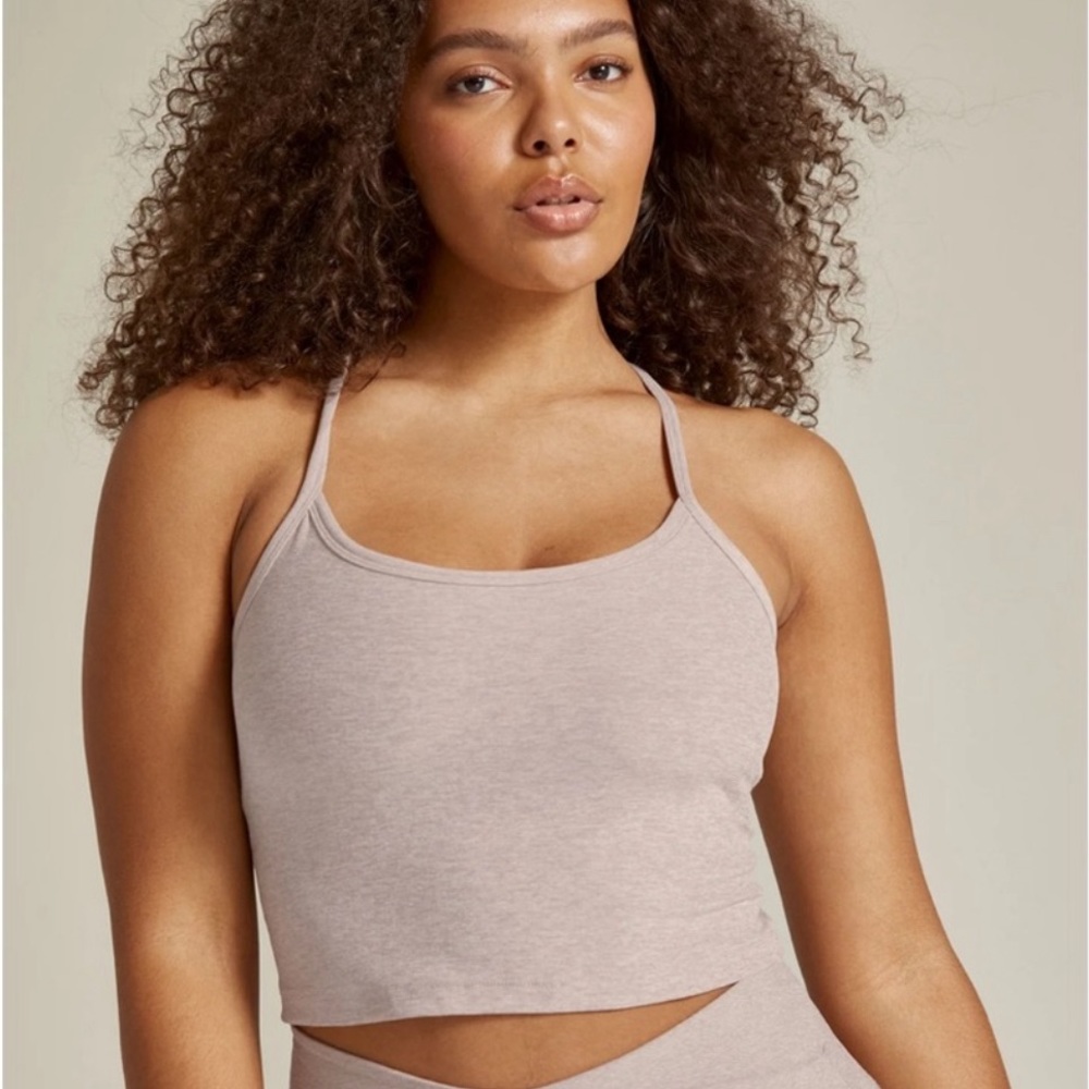 Spacedye Slim Racerback Cropped Tank - Sz S - Dusty Rose